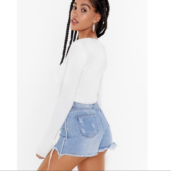 NWT Tie Front Ribbed Crop Cardigan - Picture 4 of 5